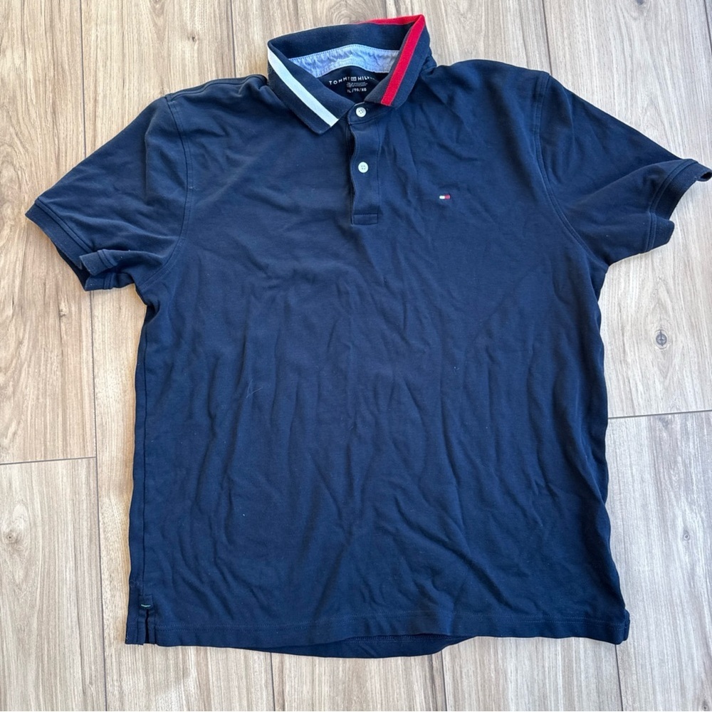 Tommy Hilfiger Men's Navy Blue Polo Shirt, Short Sleeve, Size XL Preppy - Picture 1 of 7